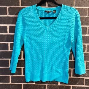 Jeanne Pierre Women’s Large Aqua Blue Sweater
